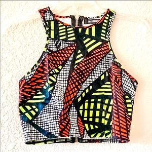 MissGuided 80’s Inspired Y2K Geometric Graphic Crop   Top